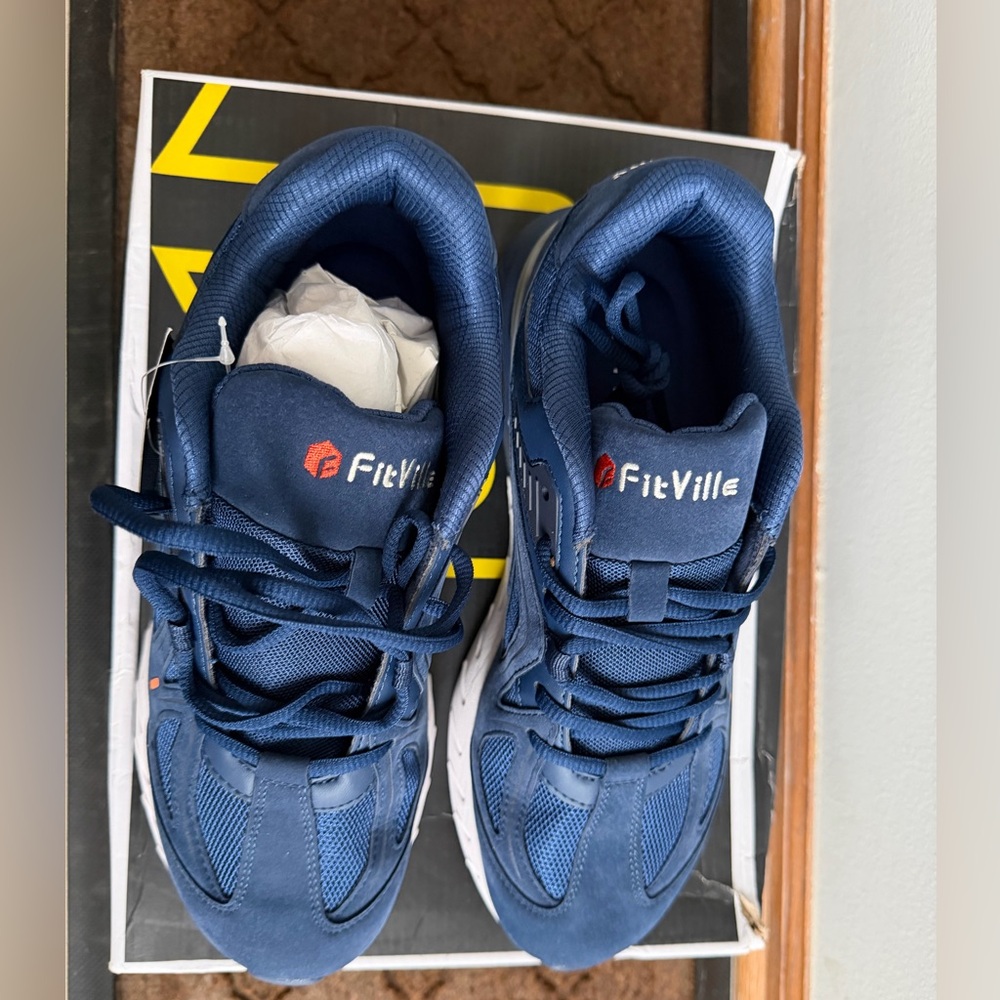 FitVille Men’s Navy Athletic Shoes - Comfortable Everyday Running Sneakers - Picture 2 of 8